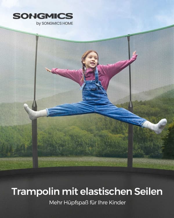 Rootz 12ft trampolin - Jungle Green - Udendørs trampolin - Galvaniseret stålramme - Sikkerhedsnet - Glasfiberstænger - 366cm x 270cm x 90cm