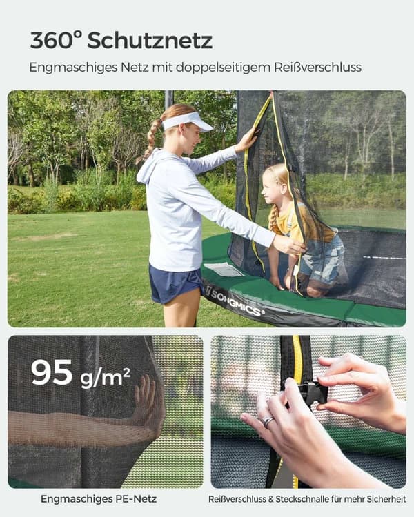 Rootz 12 fod trampolinsæt - Udendørs sjovt udstyr - hoppende enhed - Galvaniseret stålramme - Stabil og rustbestandig - Ideel gave til børn - 366 cm x
