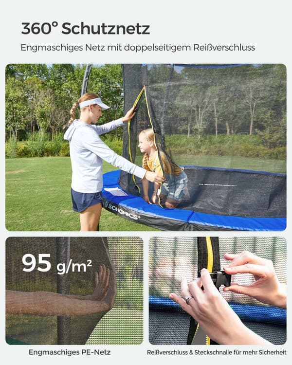 Rootz 366cm Trampolin - Havetrampolin - Udendørs Trampolin - Galvaniseret stålramme - Sikkerhedsnet - EPE-skum - 366cm x 90cm x 150kg