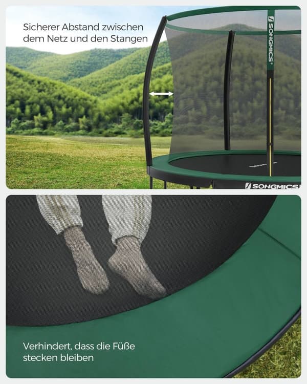 Rootz 305 cm trampolinsæt - Udendørs trampolin - Hoppesjov - Fitness - Tætmasket sikkerhedsnet - 305 cm x 305 cm x 260 cm