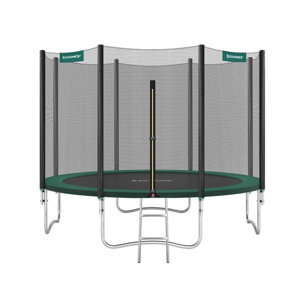 Rootz 366cm studsmatta - Trädgårdstrampolin - Utomhusstudsmatta - Galvaniserad stålstomme - Skyddsnät - EPE-skumstoppning - 366cm x 90cm - Svart-grön