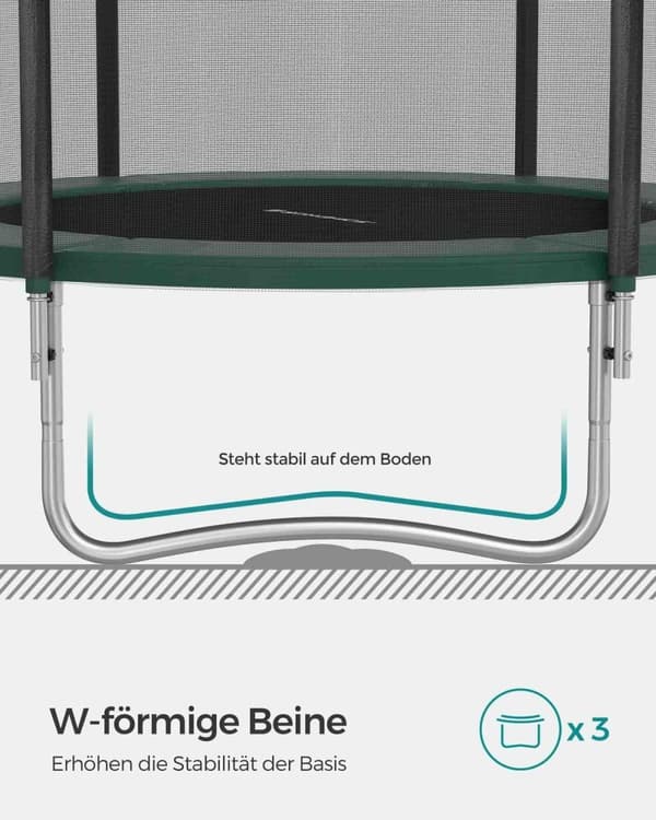 Rootz 10 fod trampolin med sikkerhedsnet - Udendørs hoppehus - Galvaniseret stålramme - UV-resistent hoppemåtte - 244 cm x 239 cm x 180 cm
