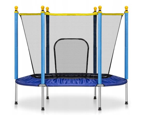 Trampolin med net - Ø 140 cm - op til 45 kg - blå gul