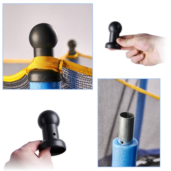 Svampehætte til trampolinnetstolpen, 6 stk, sort