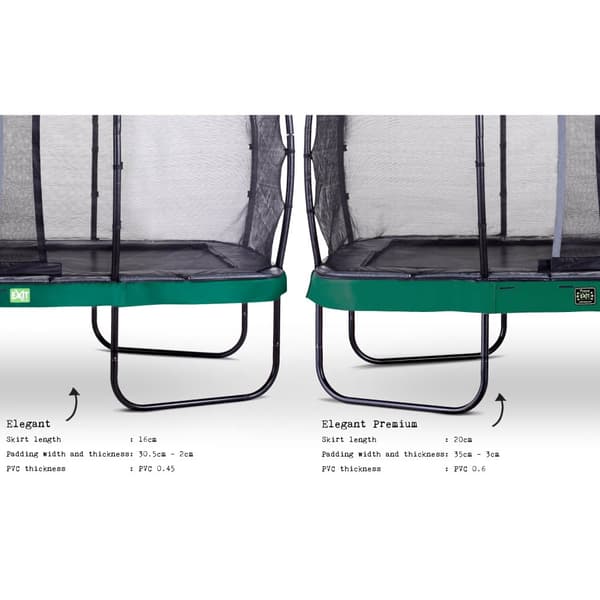 EXIT Elegant Premium trampolin 214x366cm med Deluxe sikkerhedsnet - grøn
