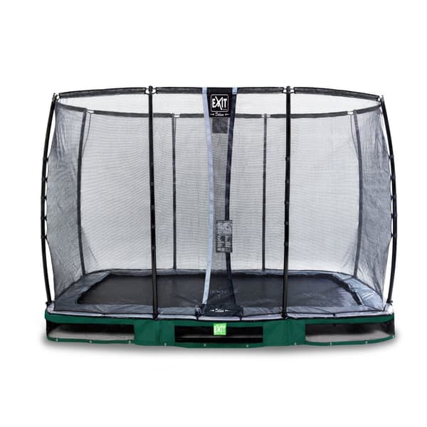 EXIT Elegant Premium nedgravet trampolin 214x366cm med Deluxe sikkerhedsnet - grøn
