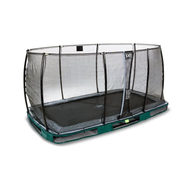 EXIT Elegant nedgravet trampolin 214x366cm med Economy sikkerhedsnet - grøn