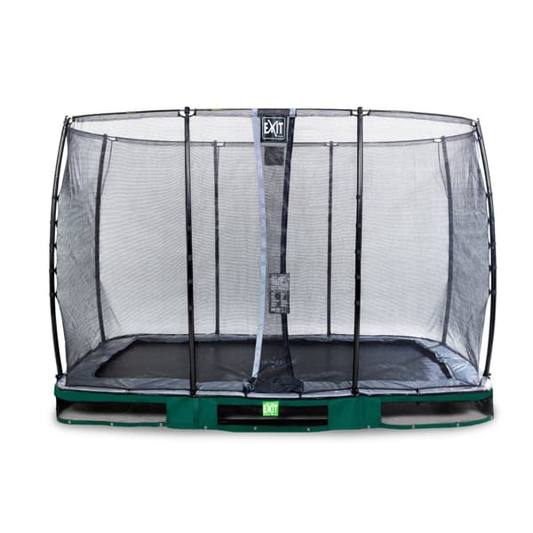 EXIT Elegant nedgravet trampolin 214x366cm med Economy sikkerhedsnet - grøn