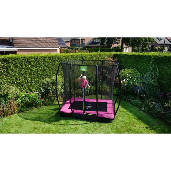 EXIT Silhouette nedgrävd studsmatta 153x214cm med skyddsnät - rosa