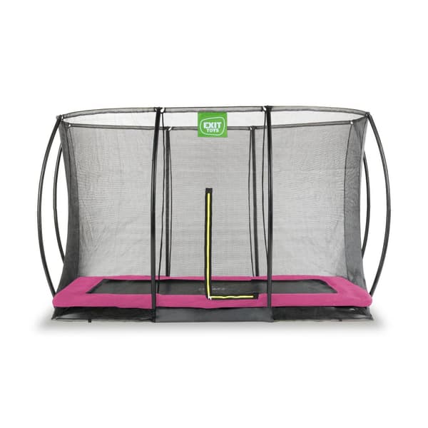 EXIT Silhouette nedgravet trampolin 214x305cm med sikkerhedsnet - lyserød