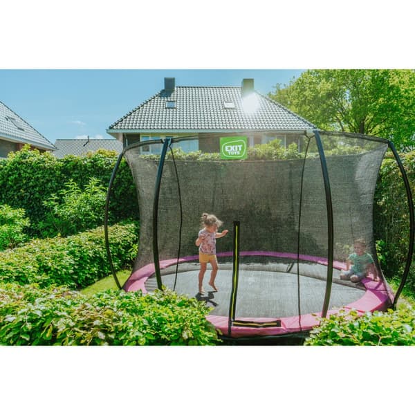 EXIT Silhouette nedgravet trampolin ø366cm med sikkerhedsnet - lyserød