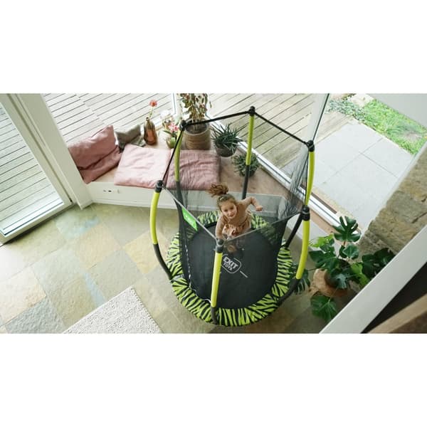 EXIT Tiggy junior trampolin med sikkerhedsnet ø140cm - sort/grøn