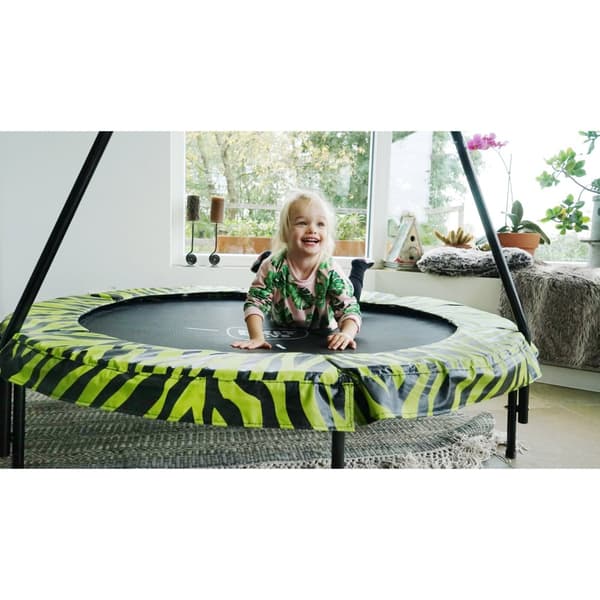 EXIT Tiggy junior trampolin med stang ø140cm - sort/grøn
