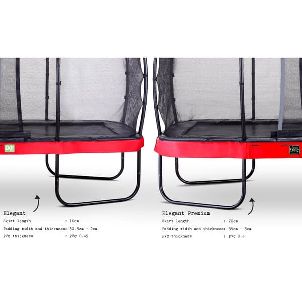 EXIT Elegant Premium trampolin 214x366cm med Deluxe sikkerhedsnet - rød