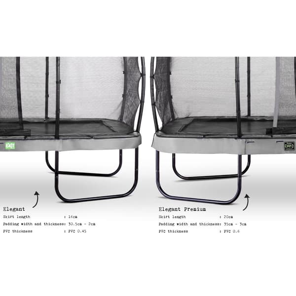 EXIT Elegant Premium trampolin 244x427cm med Deluxe sikkerhedsnet - grå