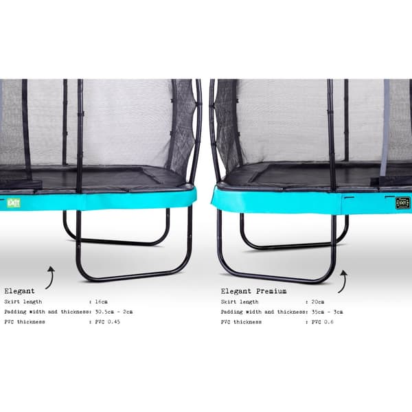 EXIT Elegant Premium trampolin 244x427cm med Deluxe sikkerhedsnet - blå
