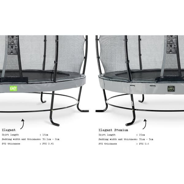 EXIT Elegant trampolin ø253cm med Economy sikkerhedsnet - grå