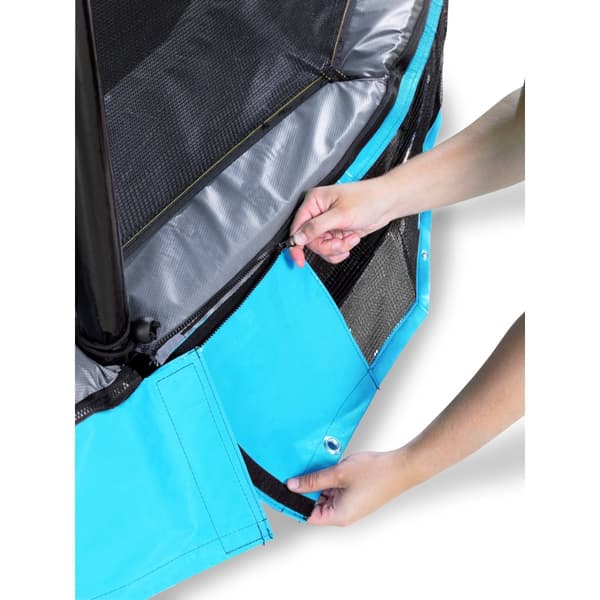 EXIT Elegant Premium nedgrävd studsmatta 214x366cm med Deluxe skyddsnät - blå