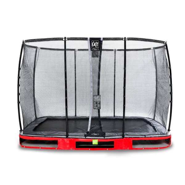 EXIT Elegant Premium nedgravet trampolin 214x366cm med Deluxe sikkerhedsnet - rød