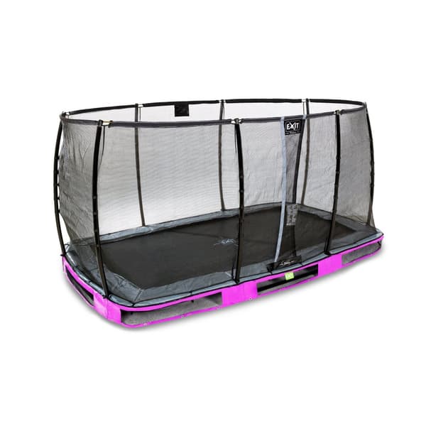 EXIT Elegant Premium nedgrävd studsmatta 214x366 m med Deluxe skyddsnät - lila
