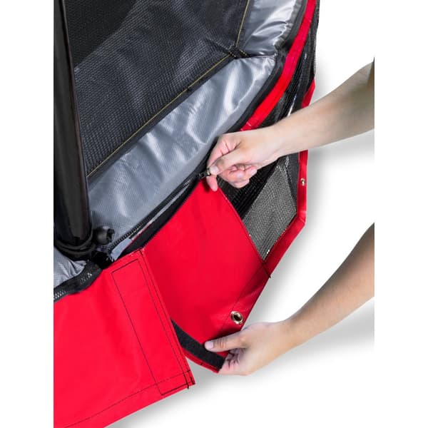 EXIT Elegant Premium nedgravet trampolin 244x427cm med Deluxe sikkerhedsnet - rød