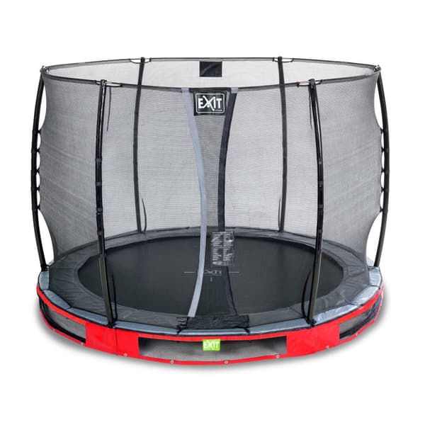 EXIT Elegant nedgravet trampolin ø305cm med Economy sikkerhedsnet - rød