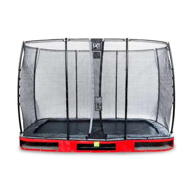 EXIT Elegant nedgravet trampolin 214x366cm med Economy sikkerhedsnet - rød