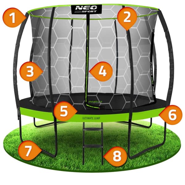 Profileret havetrampolin 10ft/312cm med Neo-Sport indernet