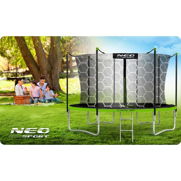 Puutarhatrampoliini 12ft/374cm sisäverkolla ja tikkailla Neo-Sport