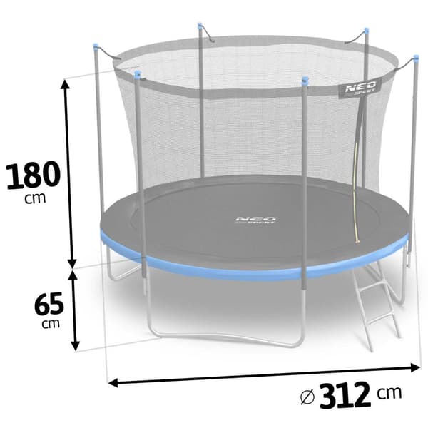 Puutarhatrampoliini 10ft/312cm sisäverkolla ja tikkailla Neo-Sport