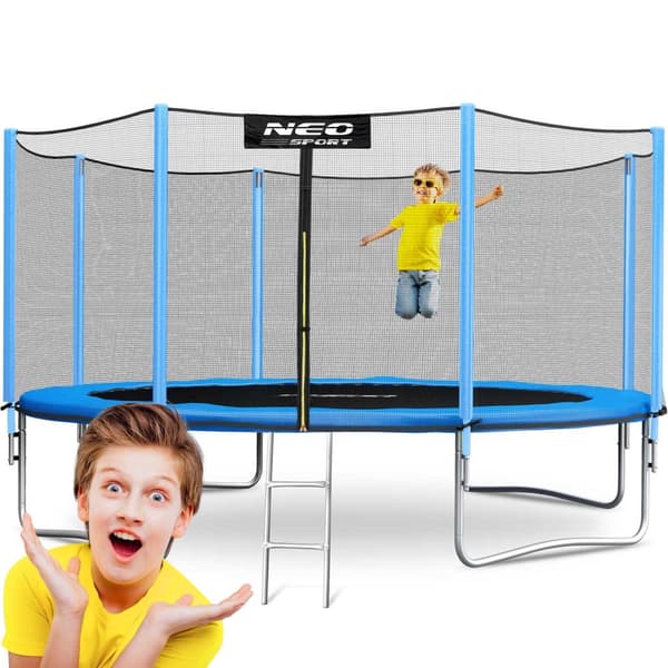 Havetrampolin 12ft/374cm med udendørs net og stige Neo-Sport