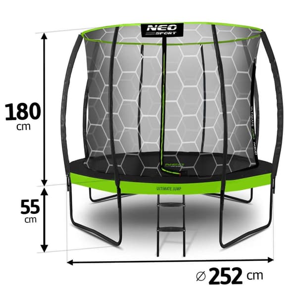 Profileret havetrampolin 8ft/252cm med Neo-Sport internt net