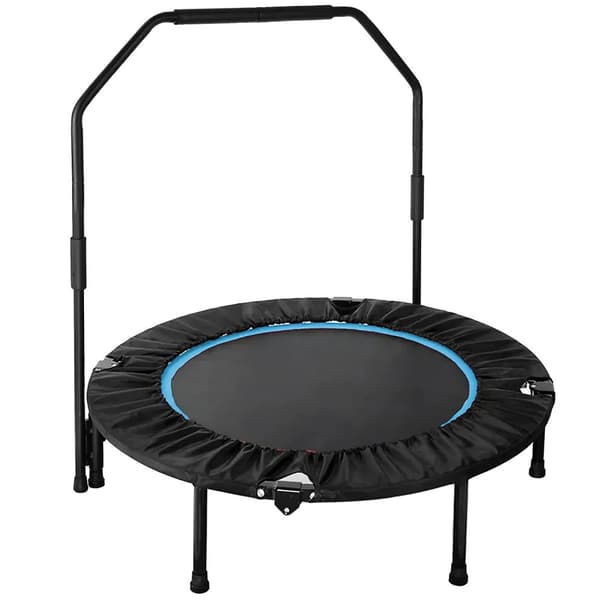 Fitness Trampolin, Støjsvag Gummikabelophæng, Højdejusterbart Styr,Sort og Blå Black And Blue
