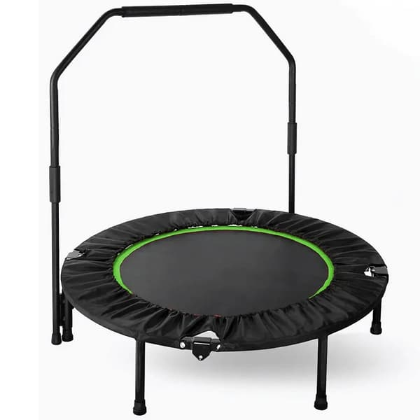 Fitness Trampolin, Støjsvag Gummikabelophæng, Højdejusterbart Styr,Sort og Blå
