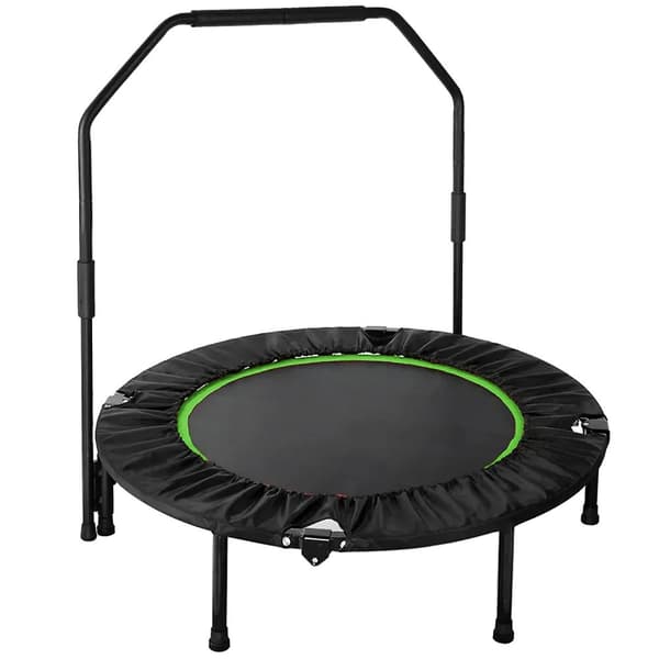 Fitness Trampolin, Støjsvag Gummikabelophæng, Højdejusterbart Styr,Sort og Blå