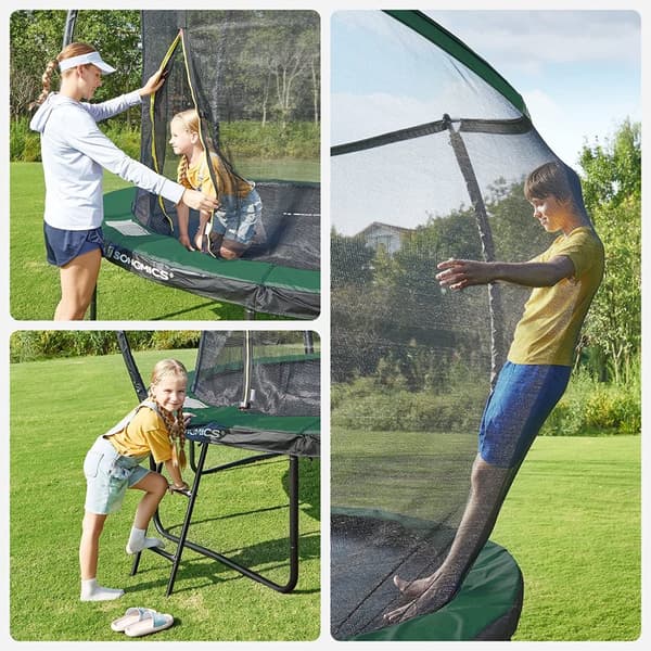 Trampolin - Round Garden Trampoline - Med sikkerhedsnet - Grøn/sort