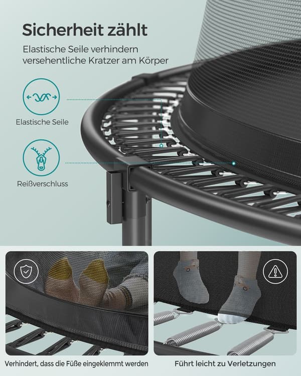 Trampolin - med säkerhetsnät och trappor - Ø366 - Utan fjädrar - Grönt