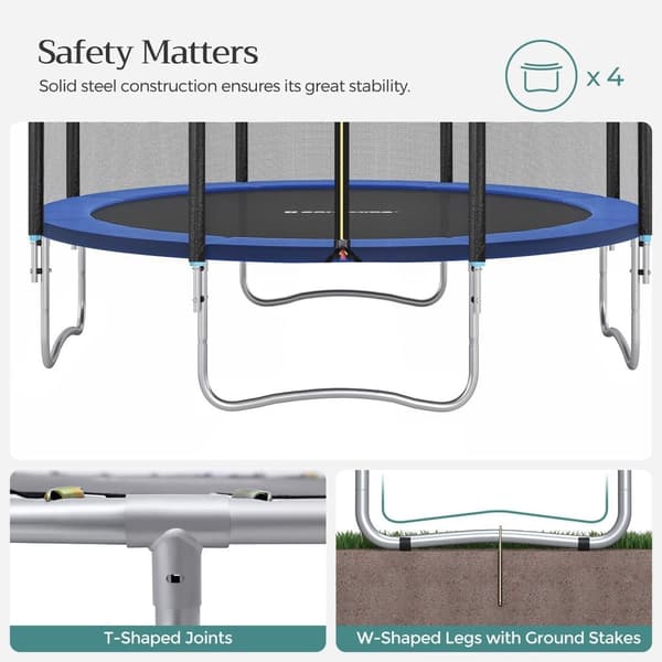 Trampolin - Bouncy Cushion med säkerhetsnät - blått