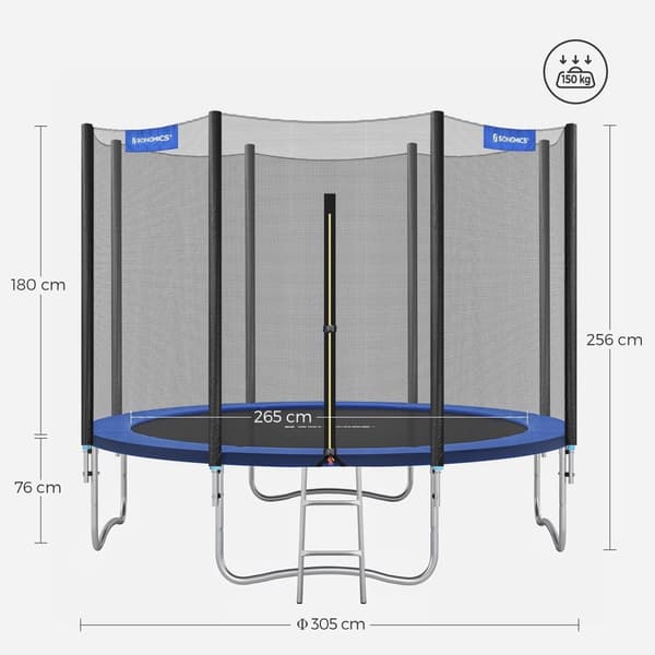 Trampolin - Bouncy Cushion med säkerhetsnät - blått