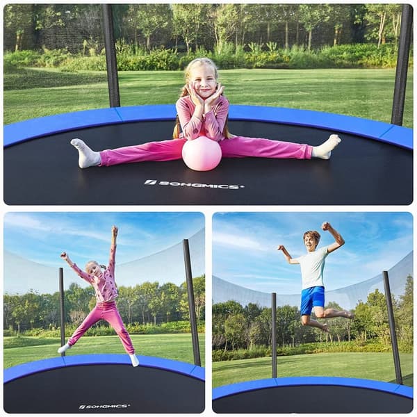 Trampolin - Ø 183 cm - med sikkerhedsnet og trapper - blå