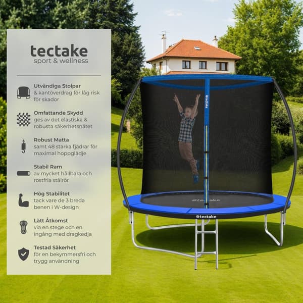 Studsmatta Jumpy med skyddsnät - 244 cm