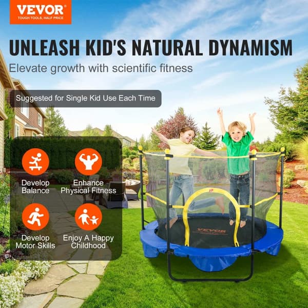 Trampolin för barn, säkerhetsnät, inomhus- och utomhusbruk,5FT
