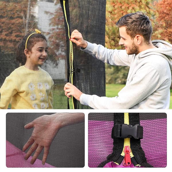 Trampolin - Ø 183 cm - med sikkerhedsnet og trapper - lyserød