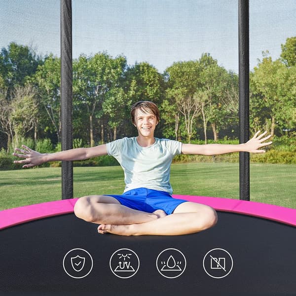 Trampolin - Ø 183 cm - med sikkerhedsnet og trapper - lyserød