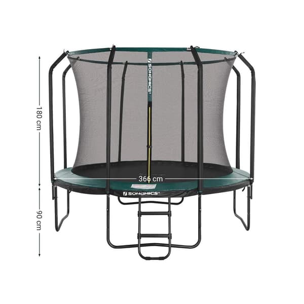 Trampolin - Ø 305 cm - Garden Trampoline med net og stige - mørkegrøn