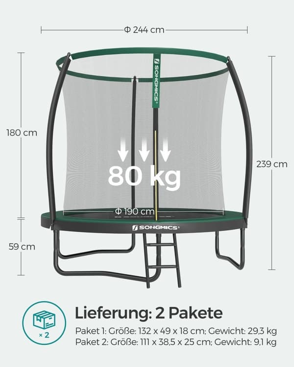 Rootz 12 FT studsmattaset - Utomhusstudsmatta - Jumping Bounce House - Galvaniserat stålstomme - 244cm x 239cm x 59cm
