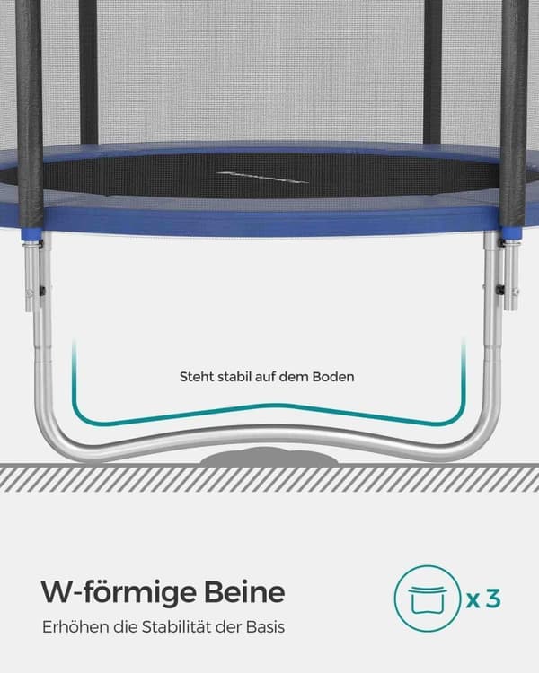 Rootz 10 fod trampolin med sikkerhedskabinet - Rund trampolin - hoppemåtte - galvaniseret stålramme - 183 cm x 230 cm - 100 kg Kapacitet