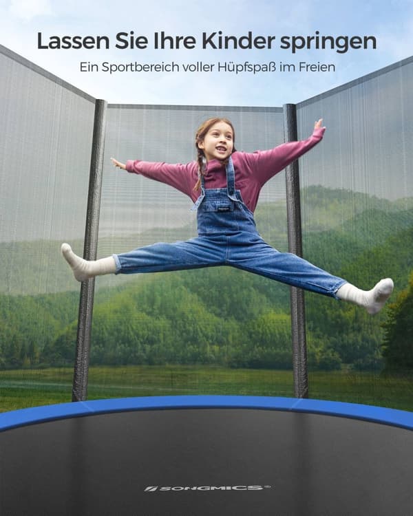 Rootz 10 fod trampolin med sikkerhedskabinet - Rund trampolin - hoppemåtte - galvaniseret stålramme - 183 cm x 230 cm - 100 kg Kapacitet