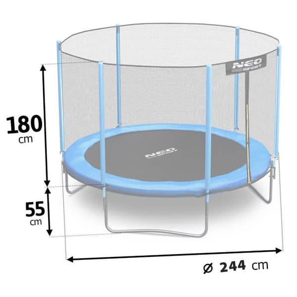 244cm Stor Trampolin med Säkerhetsnät & Stege - Säker, Hållbar Familjekul