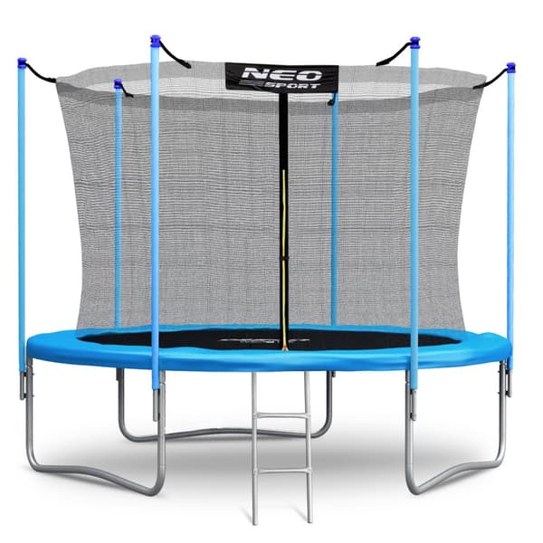 252cm Familie Trampolin med Sikkerhedsnet & Stige, Blå - EN71 Certificeret